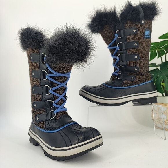 Sorel Women's Tofino II Black Leather Snow Boots NL2034-248 Size 6 - Picture 1 of 8